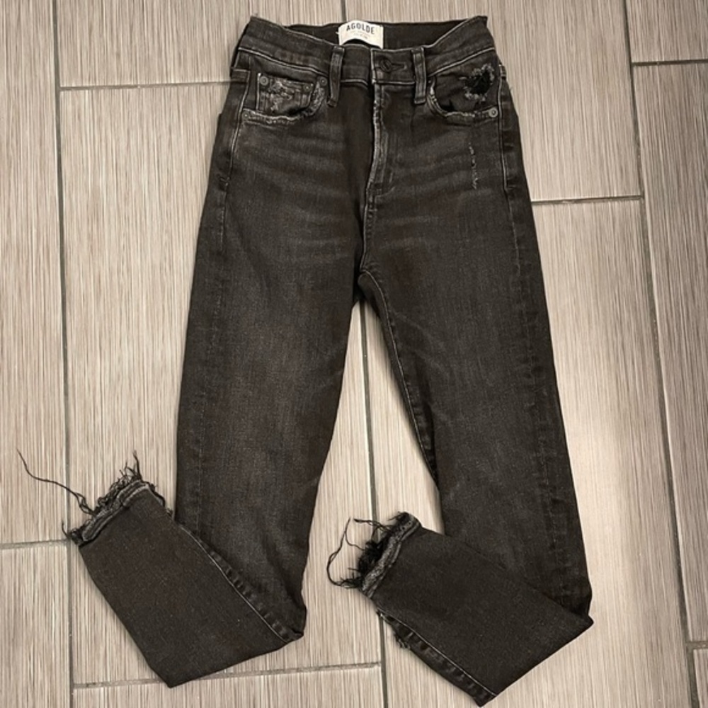 Agolde Black Washed Ankle Crop Jeans